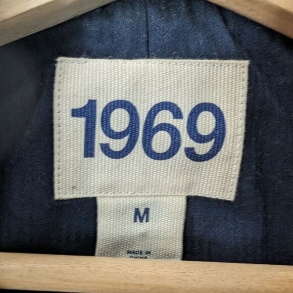 Gap thick Wool blend double breasted bomber coat Indigo Blue sz M bell s… - Picture 7 of 13